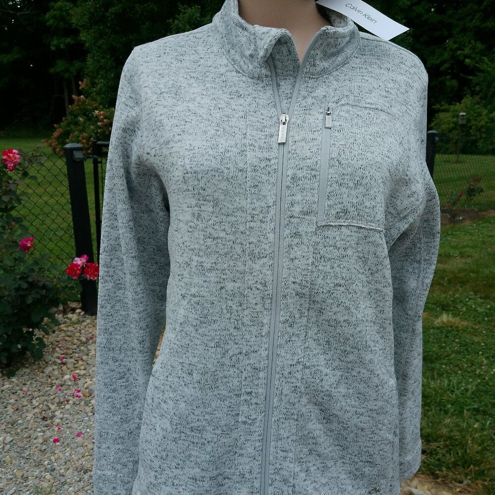 Calvin Klein Heather Gray zip up sweater jacket. Size Large